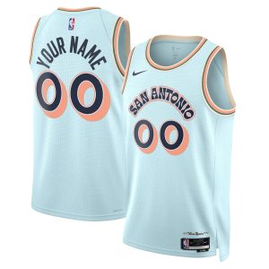 Nike Unique San Antonio Spurs Unisex Light Blue 2024/25 Custom Swingman Jersey City Edition