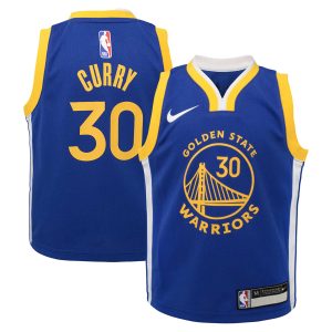 Nike Stephen Curry Golden State Warriors Preschool Royal Dri FIT Stylish Swingman Player Jersey Icon Edition