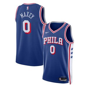 Nike Tyrese Maxey Philadelphia 76ers Unisex Royal Swingman Jersey Elegant Icon Edition