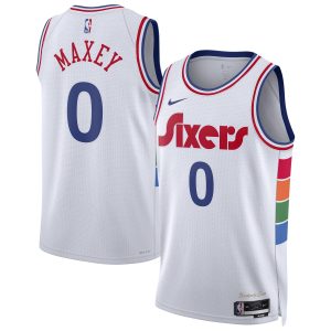 Nike Tyrese Maxey Philadelphia 76ers Unisex White 2024/25 Swingman Player Jersey City Edition Trendy