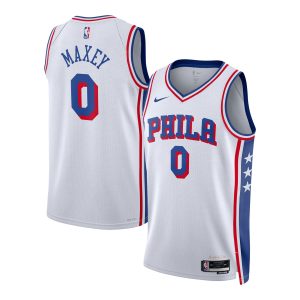 Nike Tyrese Maxey Philadelphia Elegant 76ers Unisex White Swingman Jersey Association Edition