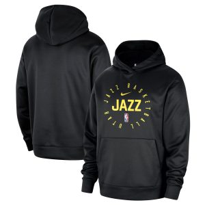 Nike Trendy Utah Jazz Black 2024/25 Spotlight On Court Practice Performance Pullover Hoodie