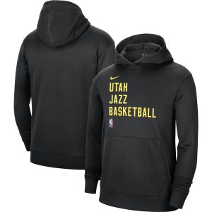 Nike Utah Jazz Unisex Black 2023/24 Performance Spotlight On Court Practice Pullover Eye - catching Hoodie