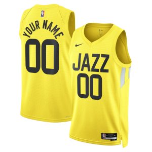 Nike Utah Jazz Chic Unisex Gold Swingman Custom Jersey Icon Edition