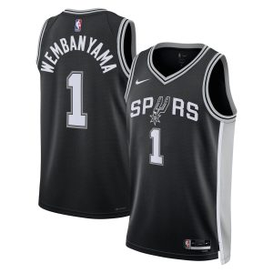 Nike Victor Wembanyama San Antonio Spurs Unisex Black 2023 Unique NBA Draft First Round Pick Swingman Jersey Icon Edition