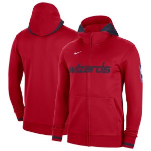 Nike Washington Wizards Red Authentic Showtime Performance Full Zip Elegant Hoodie