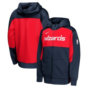 Nike Washington Wizards Gorgeous Youth Navy/Red Authentic On Court Showtime Performance Full Zip Hoodie