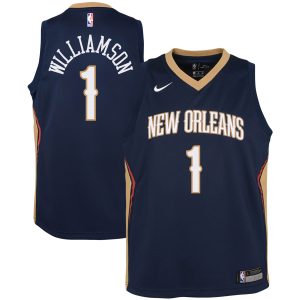 Nike Zion Williamson New Orleans Pelicans Youth Navy Swingman Jersey Icon Edition Trendy