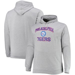 Philadelphia 76ers Heathered Gray Big & Tall Elegant Heart & Soul Pullover Hoodie