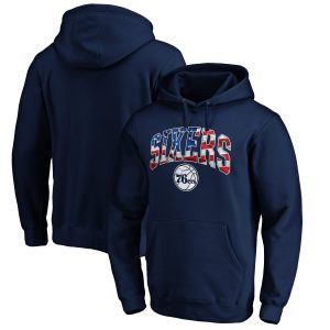 Philadelphia 76ers Navy Banner Wave Pullover Fabulous Hoodie