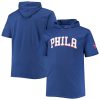 Philadelphia 76ers Royal Eye - catching Big & Tall 2 Hit Short Sleeve Pullover Hoodie