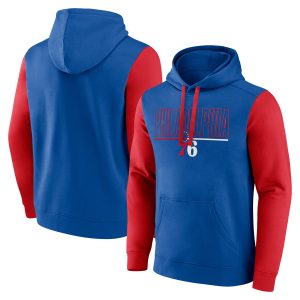 Philadelphia 76ers Royal Outline Colorblock Pullover Hoodie Fabulous