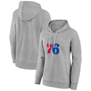 Philadelphia 76ers Women's Gray Primary Logo Fabulous Pullover Hoodie