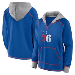 Philadelphia 76ers Women's Royal Elegant Boom Pullover Hoodie