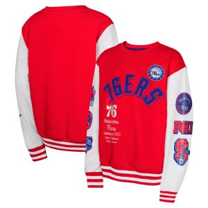 Philadelphia 76ers Youth Premium Red Star Treatment Pullover Sweatshirt