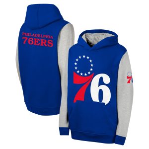 Philadelphia 76ers Youth Royal Fair Catch Fleece Pullover Hoodie Trendy