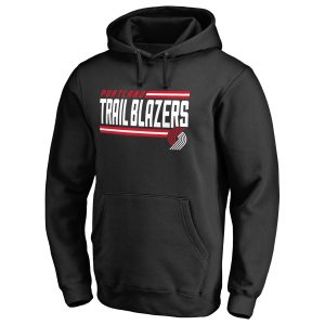Portland Trail Blazers Black Onside Stripe Pullover Hoodie Stylish