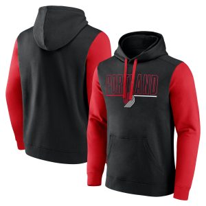 Portland Trail Blazers Black Outline Colorblock Pullover Hoodie Elegant