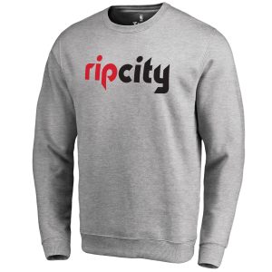Portland Trail Blazers Heathered Gray Wordmark Pullover Chic Sweatshirt
