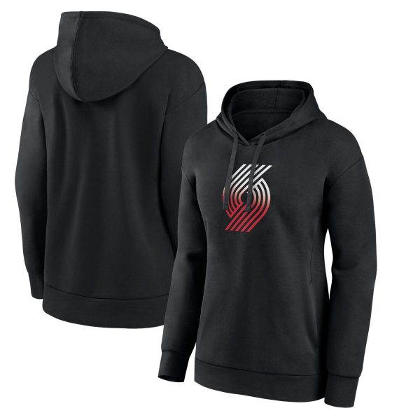 Portland Trail Blazers Women's Unique Black Gradient Logo Pullover Hoodie