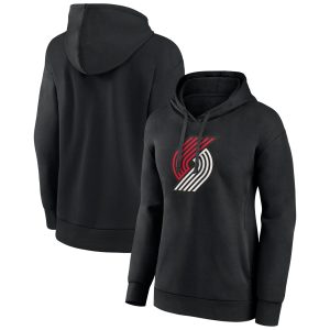 Portland Trail Blazers Women's Black Team Eye - catching Primary Logo Pullover Hoodie