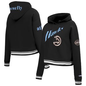 Pro Standard Atlanta Hawks Trendy Women's Black 2024/25 City Edition Cropped Pullover Hoodie