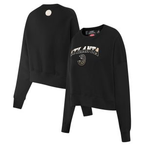 Pro Standard Atlanta Hawks Women's Black Glam Cropped Fabulous Pullover Sweatshirt