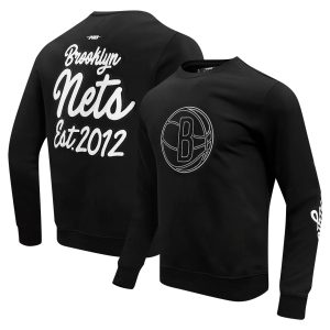 Pro Standard Brooklyn Nets Black Paint Chic the City Drop Shoulder Sweatshirt