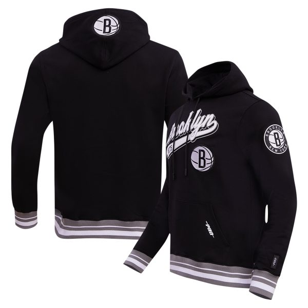 Pro Standard Stylish Brooklyn Nets Black Script Tail Pullover Hoodie