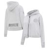 Pro Standard Brooklyn Stylish Nets Women's Heather Gray Triple Tonal Full Zip Hoodie