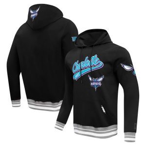 Pro Gorgeous Standard Charlotte Hornets Black Script Tail Pullover Hoodie