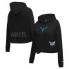 Pro Standard Charlotte Hornets Women's Black Jewels Cropped Pullover Hoodie Chic
