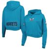 Pro Elegant Standard Charlotte Hornets Women's Teal Classic Fleece Cropped Pullover Hoodie