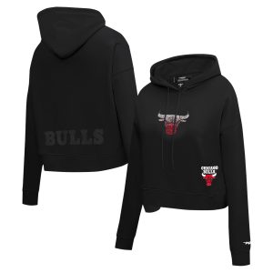 Pro Standard Chicago Bulls Fabulous Women's Black Jewels Cropped Pullover Hoodie
