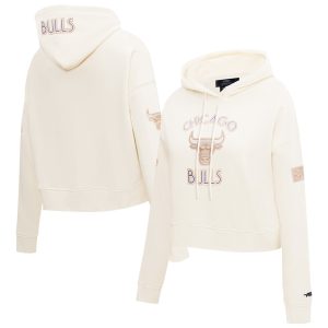 Pro Standard Chicago Bulls Women's Cream 2024/25 City Edition Chenille Applique Cropped Eye - catching Pullover Hoodie