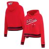 Pro Standard Chicago Bulls Women's Red Script Tail Cropped Pullover Premium Hoodie