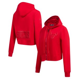 Pro Standard Chicago Bulls Women's Red Triple Tonal Unique Full Zip Hoodie