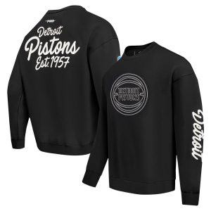 Pro Standard Chic Detroit Pistons Black Paint the City Pullover Sweatshirt