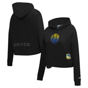 Pro Standard Golden State Warriors Women's Black Eye - catching Jewels Cropped Pullover Hoodie