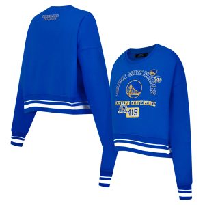 Pro Standard Golden State Warriors Women's Gorgeous Royal Area Code Cropped Pullover Sweatshirt