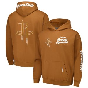 Pro Standard Houston Rockets Elegant Brown Paint the City Drop Shoulder Pullover Hoodie