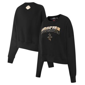 Pro Standard Houston Rockets Women's Black Stylish Glam Cropped Pullover Sweatshirt