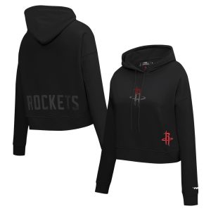 Pro Chic Standard Houston Rockets Women's Black Jewels Cropped Pullover Hoodie