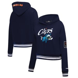 Pro Standard LA Clippers Women's Navy 2023/24 City Eye - catching Edition Cropped Pullover Hoodie