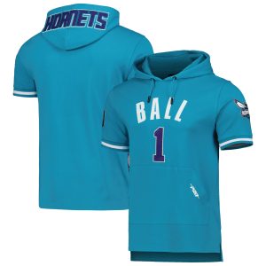 Pro Standard LaMelo Ball Charlotte Hornets Teal Name Elegant & Number Short Sleeve Pullover Hoodie
