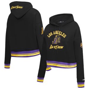 Pro Standard Los Angeles Lakers Women's Black 2024/25 City Edition Cropped Pullover Trendy Hoodie