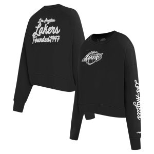 Pro Standard Los Angeles Lakers Women's Premium Black Paint The City Cropped Pullover Sweatshirt