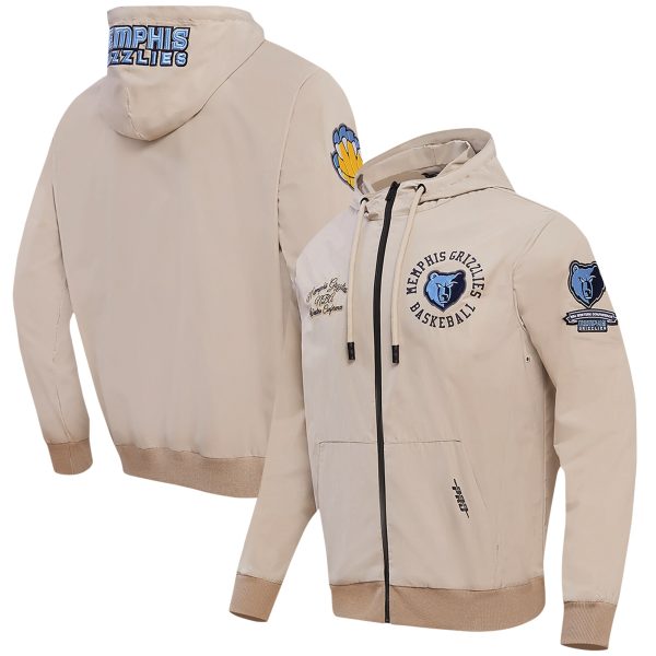 Pro Standard Memphis Grizzlies Khaki Hybrid Full Zip Fabulous Hoodie
