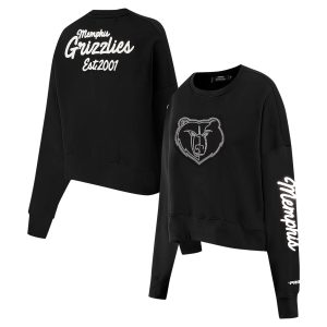 Pro Standard Memphis Grizzlies Women's Black Paint The City Chic Cropped Pullover Sweatshirt