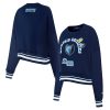 Pro Standard Memphis Grizzlies Women's Navy Area Code Cropped Stylish Pullover Sweatshirt